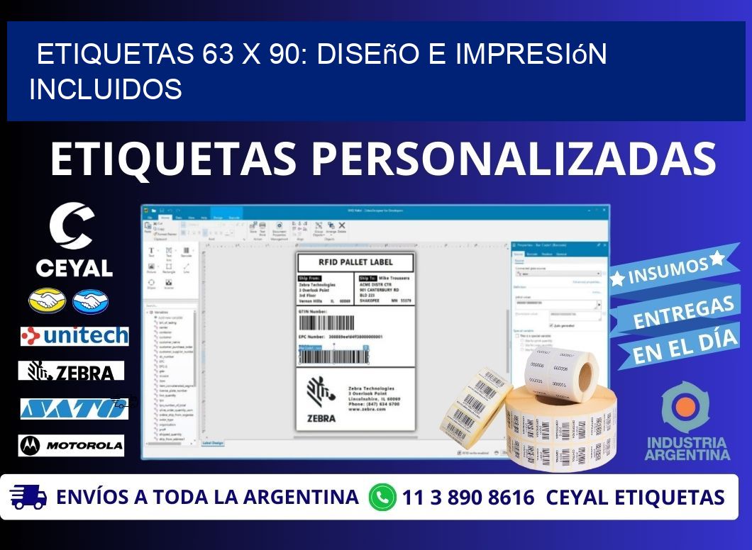 Etiquetas 63 x 90: Diseño e Impresión Incluidos