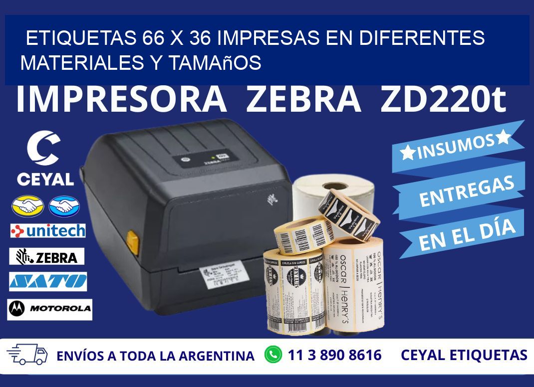 Etiquetas 66 x 36 Impresas en Diferentes Materiales y Tamaños