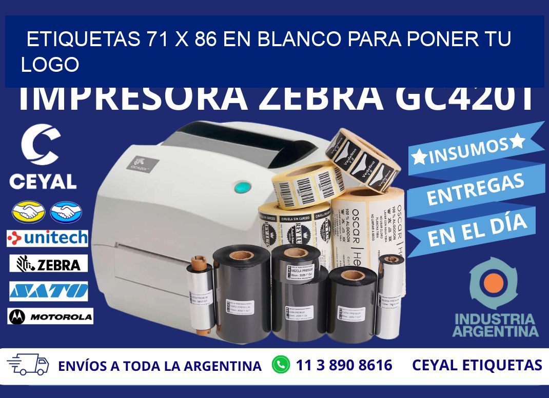 Etiquetas 71 x 86 en blanco para poner tu logo