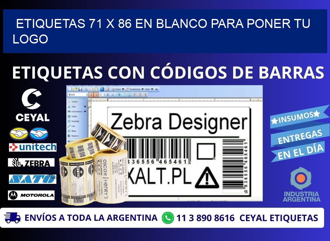 Etiquetas 71 x 86 en blanco para poner tu logo