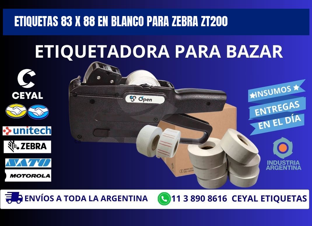 Etiquetas 83 x 88 en blanco para zebra zt200