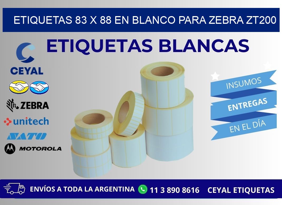 Etiquetas 83 x 88 en blanco para zebra zt200