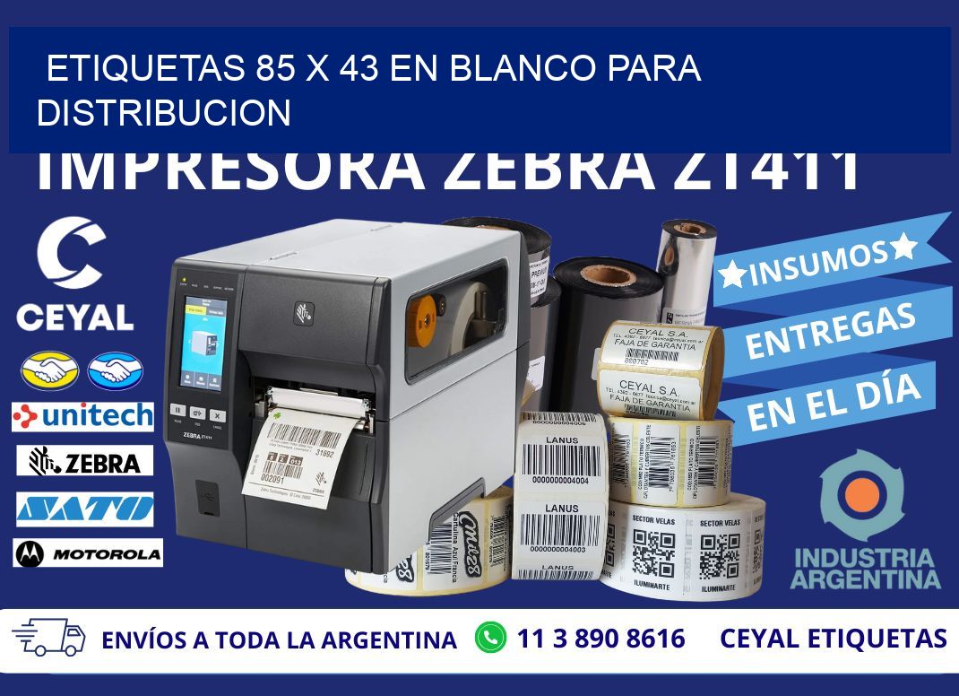 Etiquetas 85 x 43 en blanco para distribucion