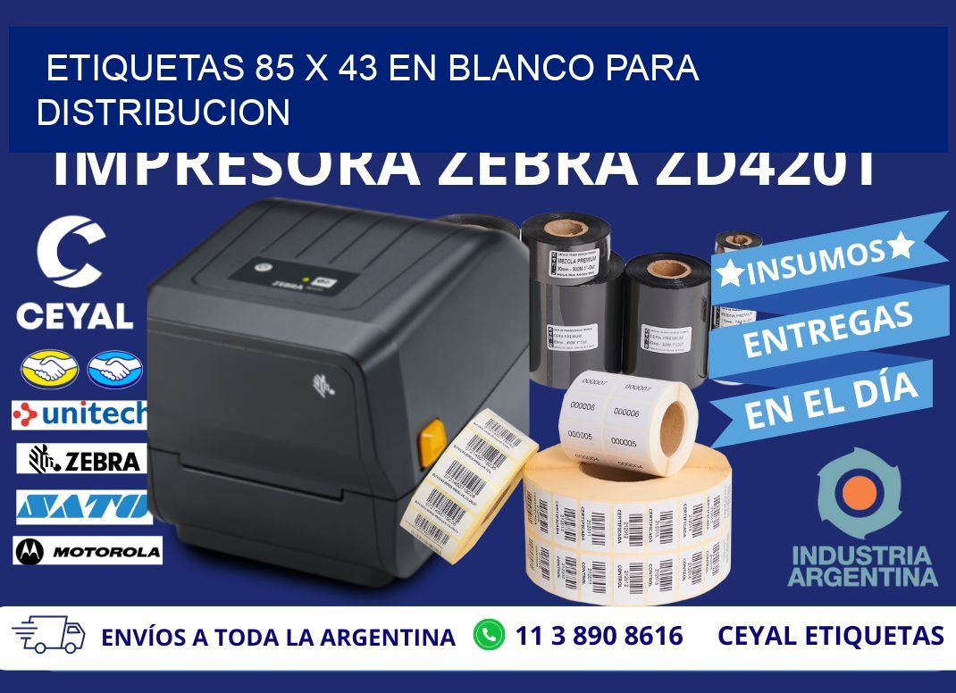 Etiquetas 85 x 43 en blanco para distribucion