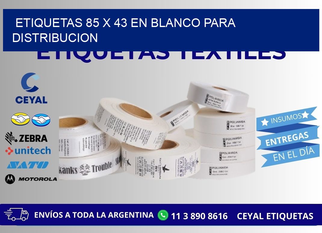 Etiquetas 85 x 43 en blanco para distribucion