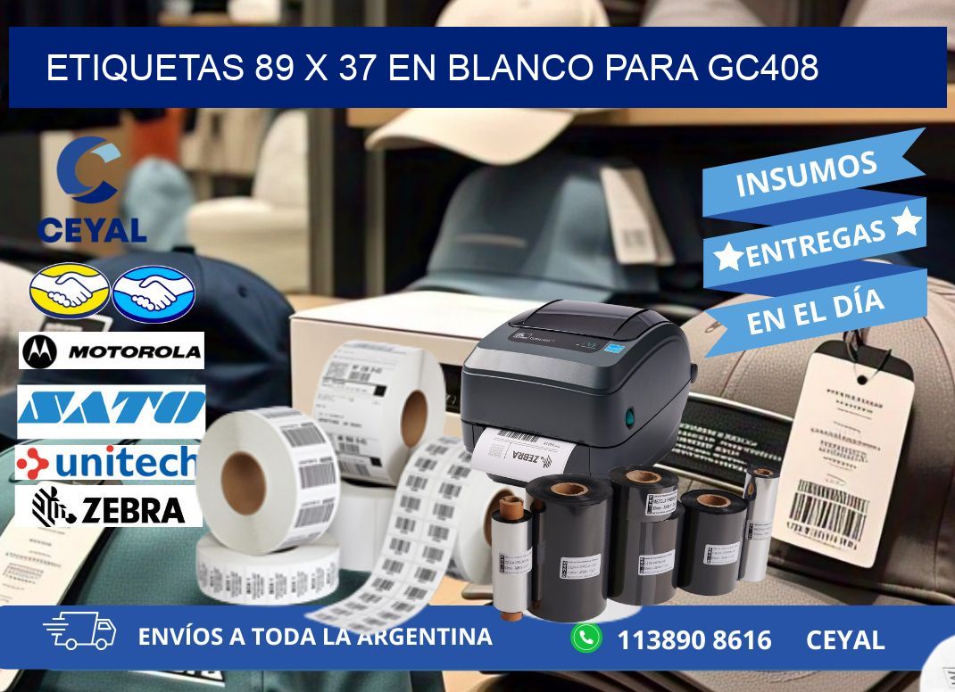 Etiquetas 89 x 37 en blanco para gc408