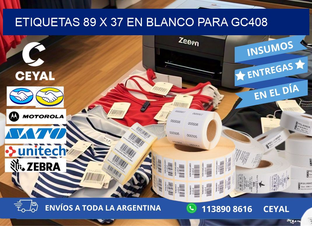 Etiquetas 89 x 37 en blanco para gc408