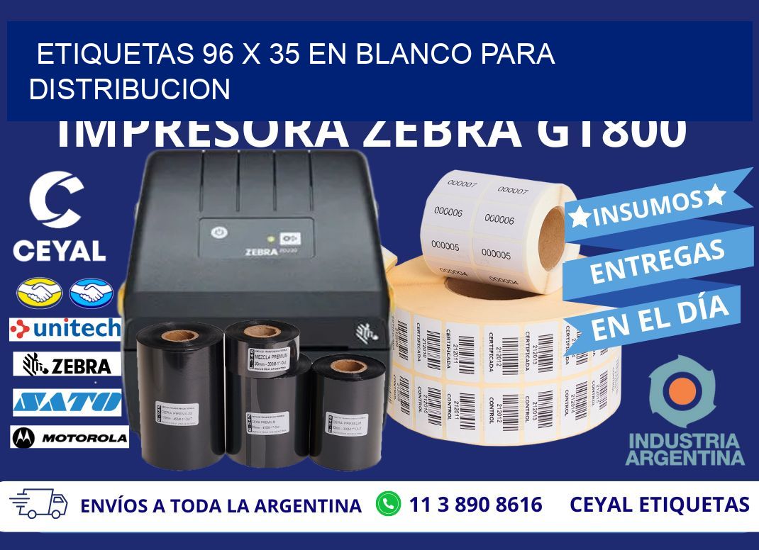 Etiquetas 96 x 35 en blanco para distribucion