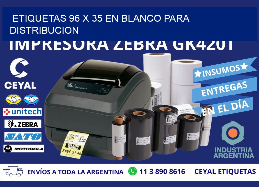 Etiquetas 96 x 35 en blanco para distribucion