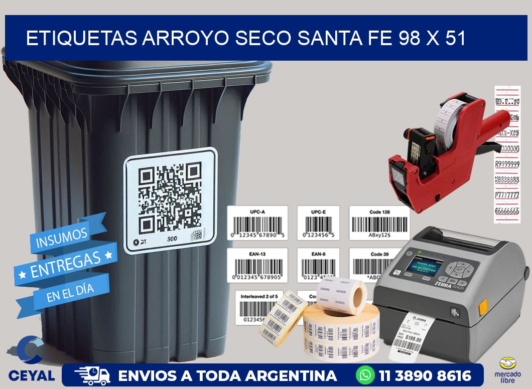 Etiquetas Arroyo Seco Santa Fe 98 x 51