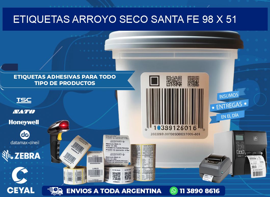 Etiquetas Arroyo Seco Santa Fe 98 x 51