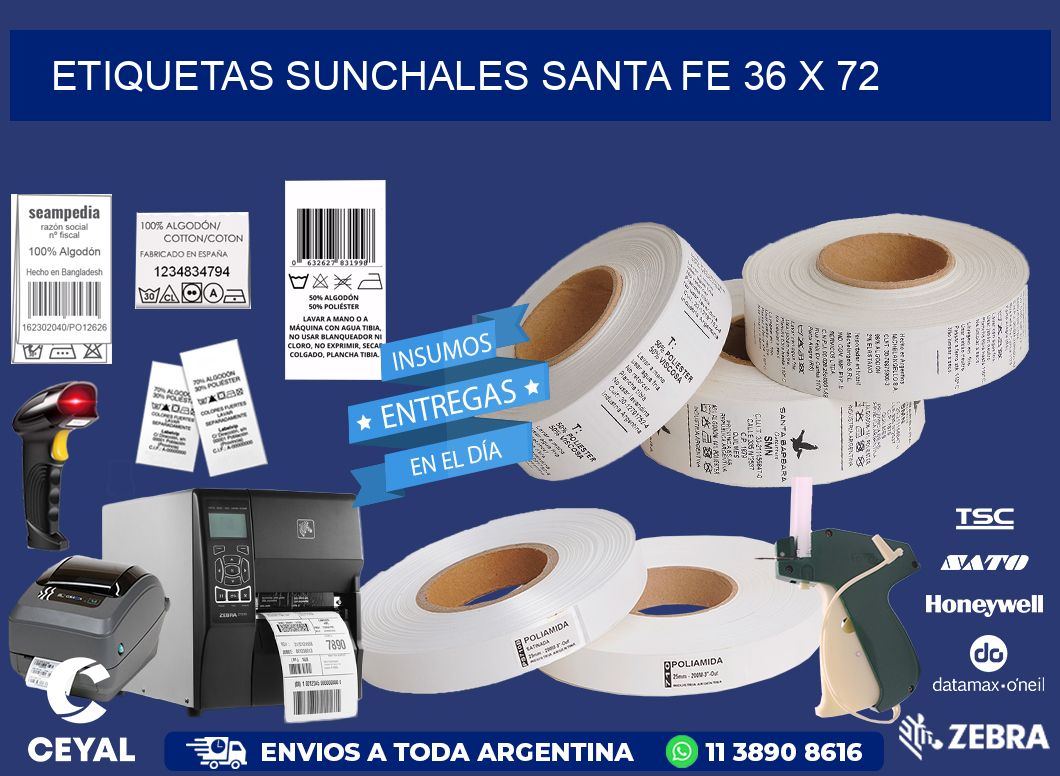 Etiquetas Sunchales Santa Fe 36 x 72