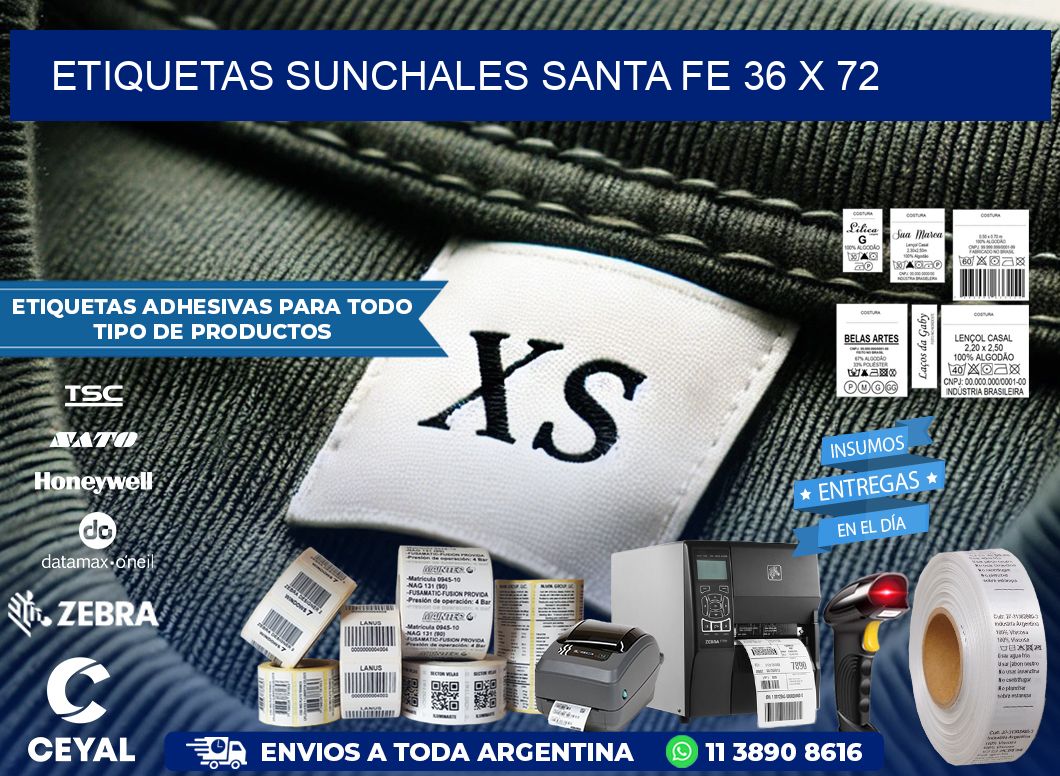 Etiquetas Sunchales Santa Fe 36 x 72