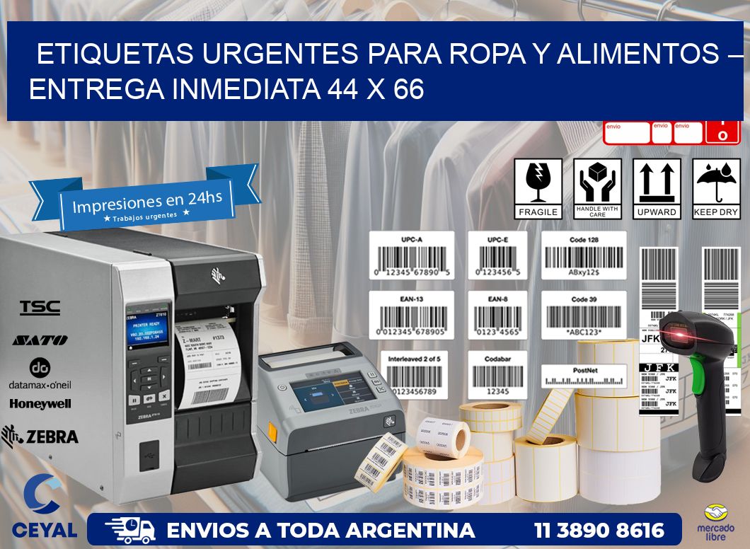 Etiquetas Urgentes para Ropa y Alimentos – Entrega Inmediata 44 x 66