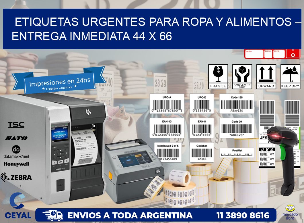 Etiquetas Urgentes para Ropa y Alimentos – Entrega Inmediata 44 x 66