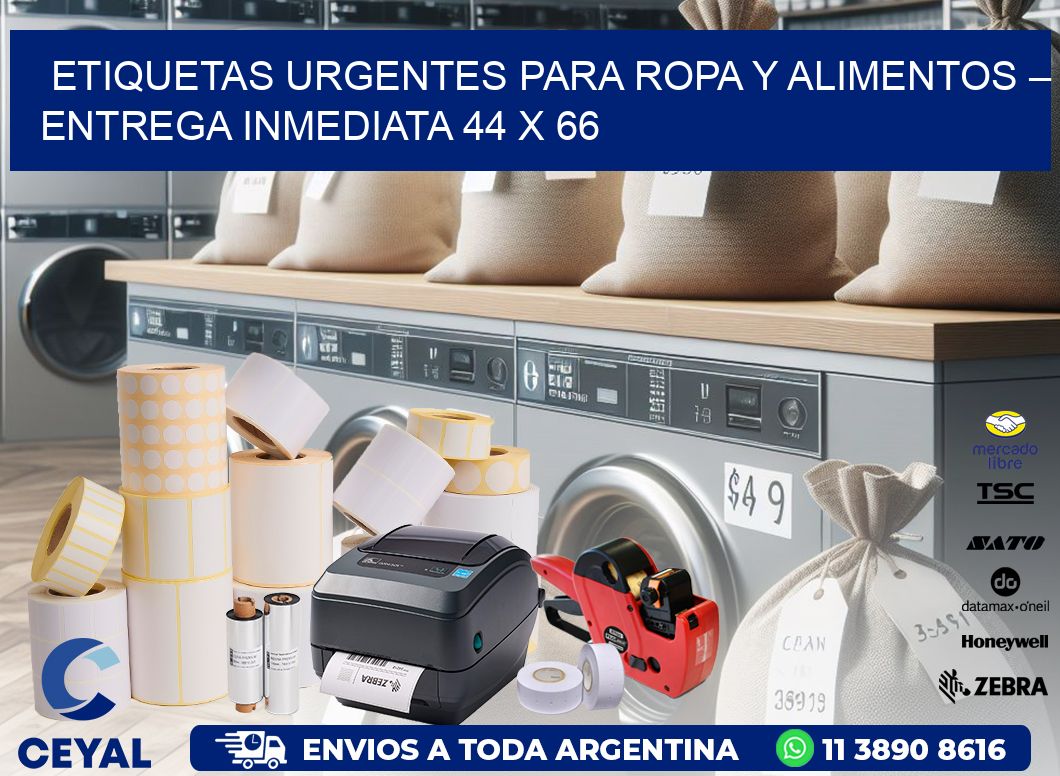 Etiquetas Urgentes para Ropa y Alimentos – Entrega Inmediata 44 x 66