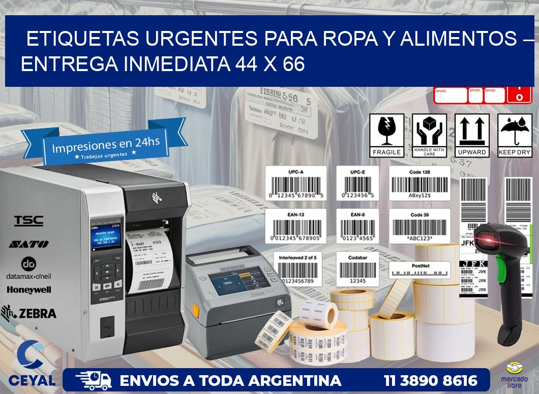 Etiquetas Urgentes para Ropa y Alimentos – Entrega Inmediata 44 x 66