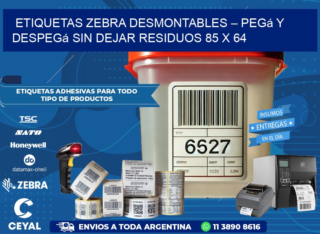 Etiquetas Zebra Desmontables – Pegá y Despegá Sin Dejar Residuos 85 x 64