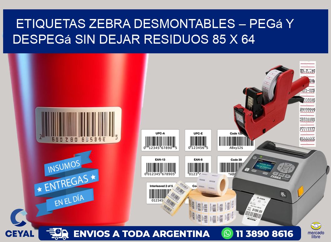 Etiquetas Zebra Desmontables – Pegá y Despegá Sin Dejar Residuos 85 x 64