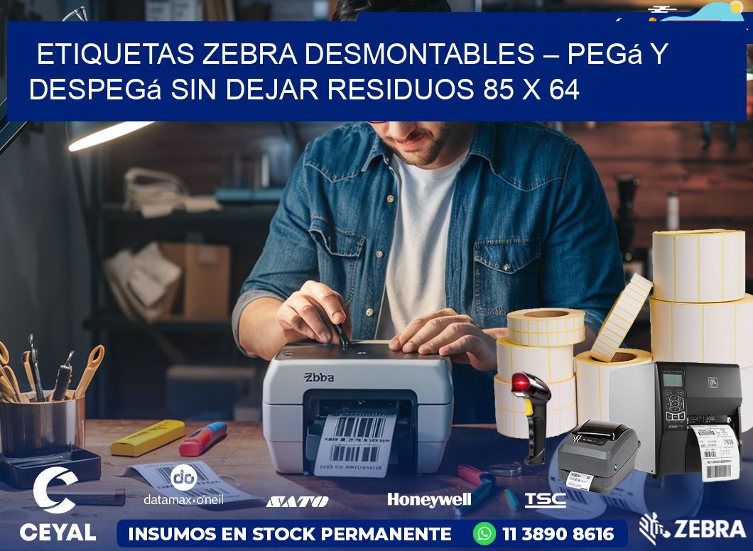 Etiquetas Zebra Desmontables – Pegá y Despegá Sin Dejar Residuos 85 x 64