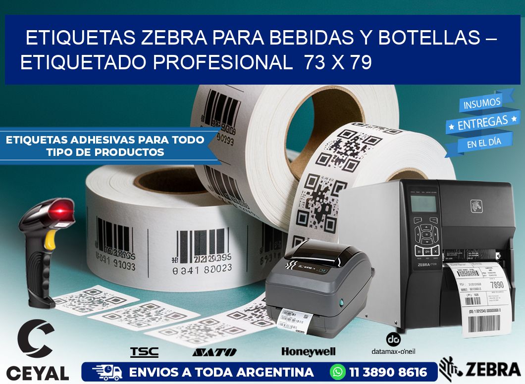 Etiquetas Zebra para Bebidas y Botellas – Etiquetado Profesional  73 x 79