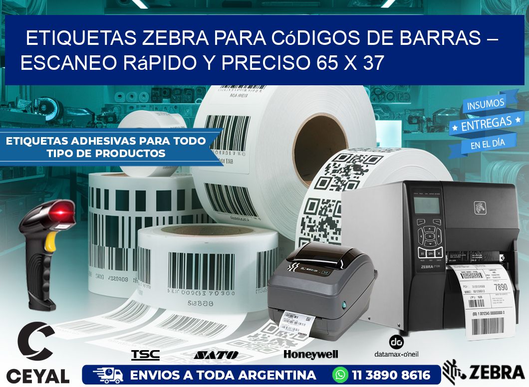 Etiquetas Zebra para Códigos de Barras – Escaneo Rápido y Preciso 65 x 37