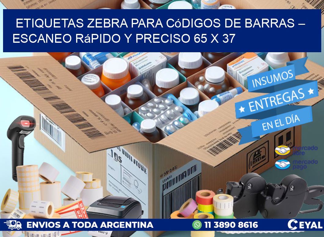 Etiquetas Zebra para Códigos de Barras – Escaneo Rápido y Preciso 65 x 37