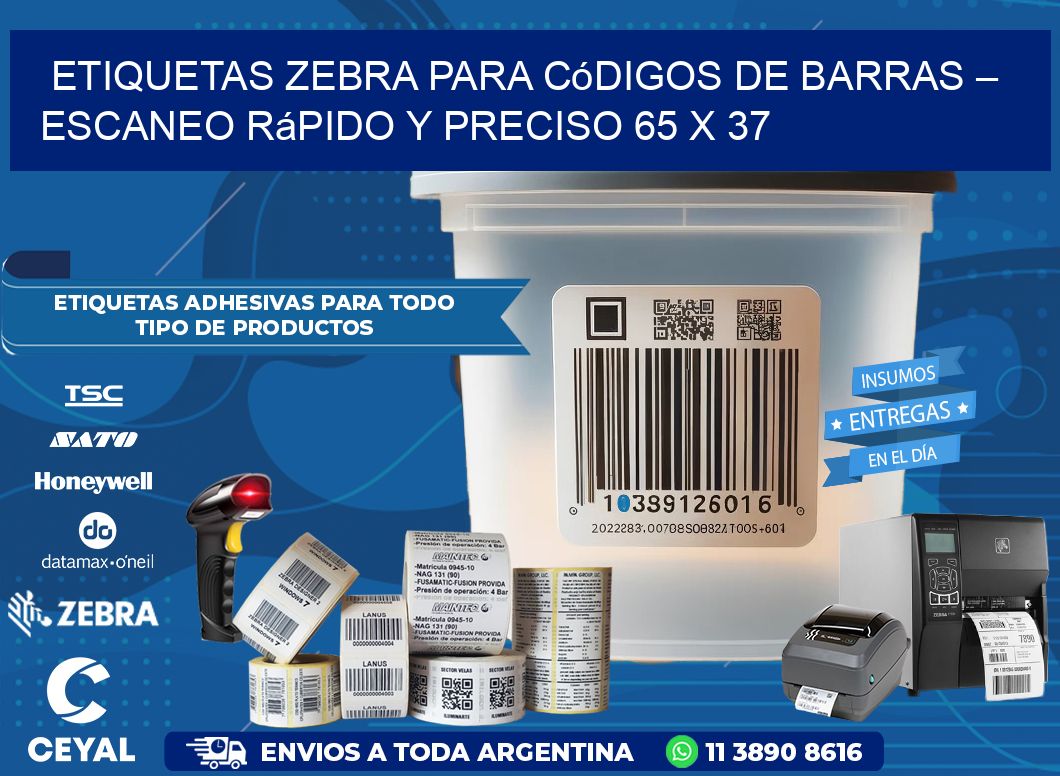 Etiquetas Zebra para Códigos de Barras – Escaneo Rápido y Preciso 65 x 37