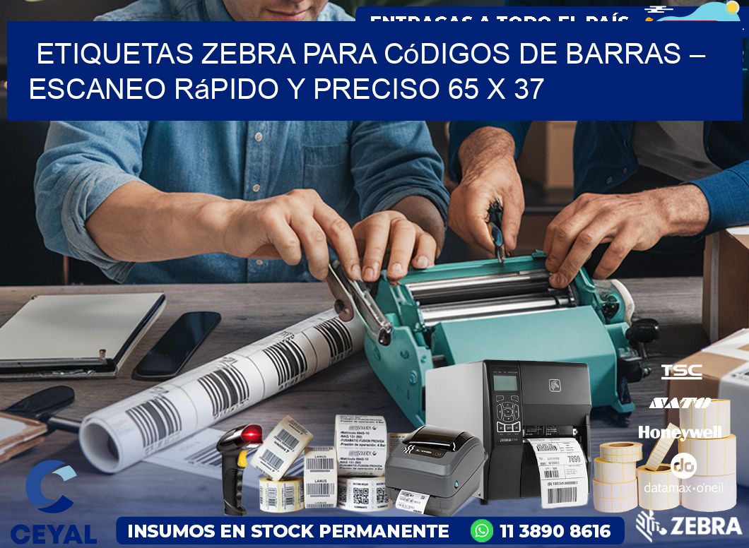 Etiquetas Zebra para Códigos de Barras – Escaneo Rápido y Preciso 65 x 37