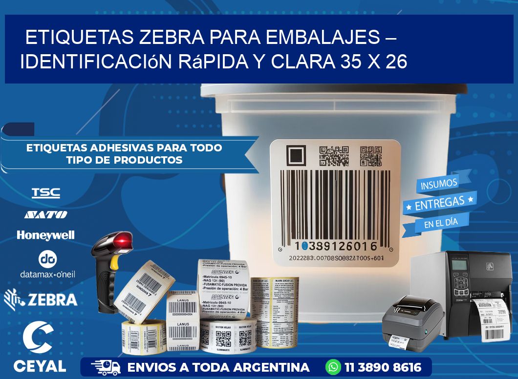 Etiquetas Zebra para Embalajes – Identificación Rápida y Clara 35 x 26