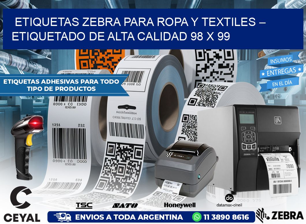 Etiquetas Zebra para Ropa y Textiles – Etiquetado de Alta Calidad 98 x 99