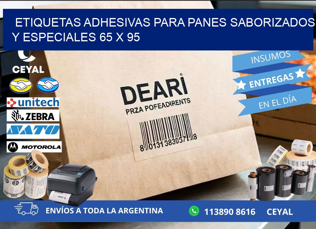 Etiquetas adhesivas para panes saborizados y especiales 65 x 95