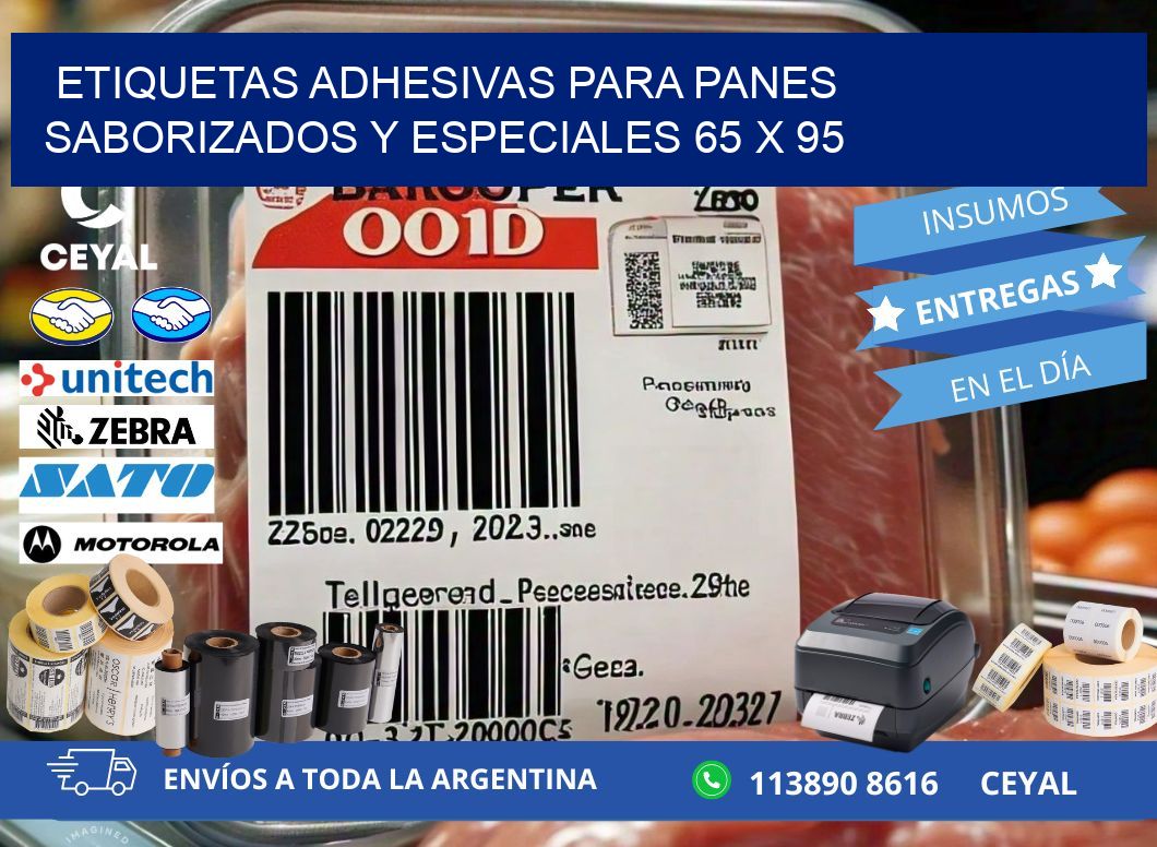 Etiquetas adhesivas para panes saborizados y especiales 65 x 95