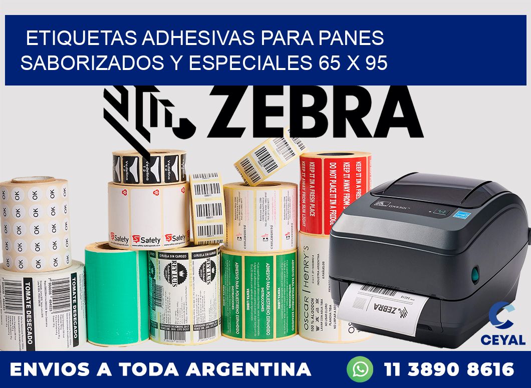 Etiquetas adhesivas para panes saborizados y especiales 65 x 95