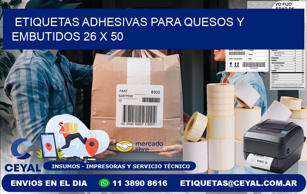 Etiquetas adhesivas para quesos y embutidos 26 x 50