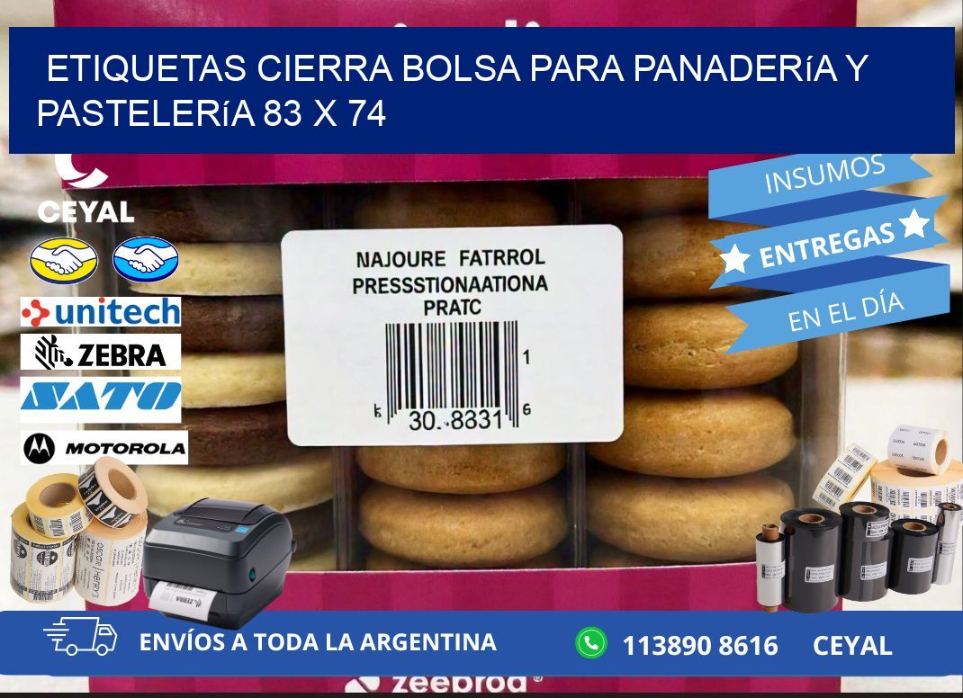 Etiquetas cierra bolsa para panadería y pastelería 83 x 74