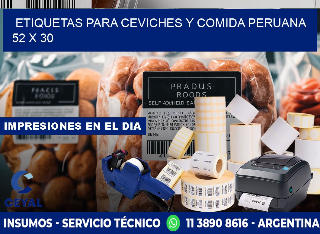 Etiquetas para ceviches y comida peruana 52 x 30