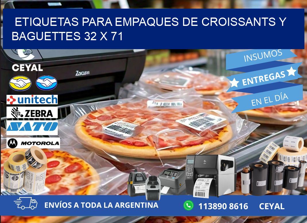 Etiquetas para empaques de croissants y baguettes 32 x 71