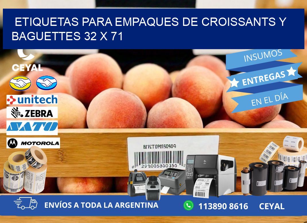 Etiquetas para empaques de croissants y baguettes 32 x 71