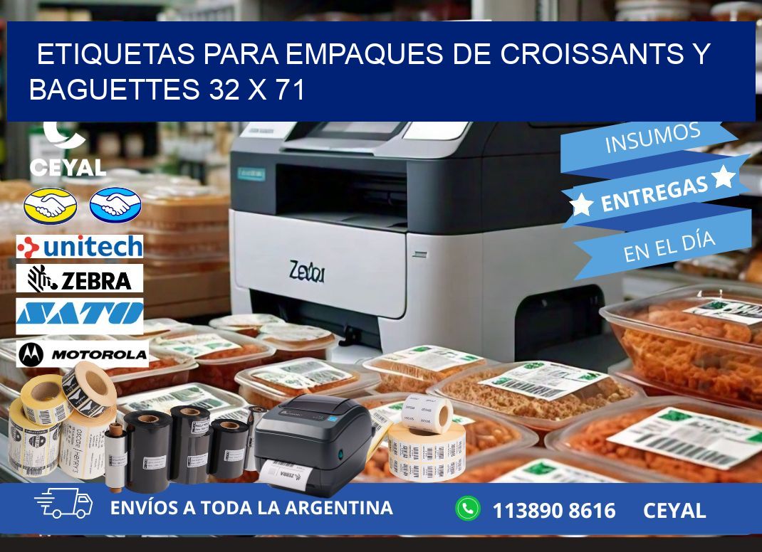 Etiquetas para empaques de croissants y baguettes 32 x 71