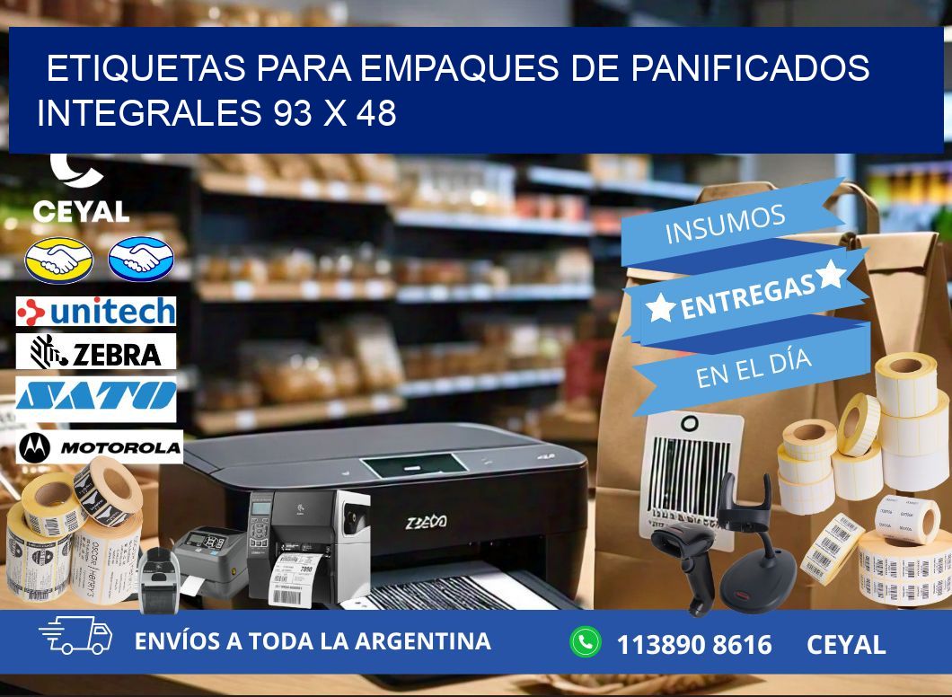 Etiquetas para empaques de panificados integrales 93 x 48