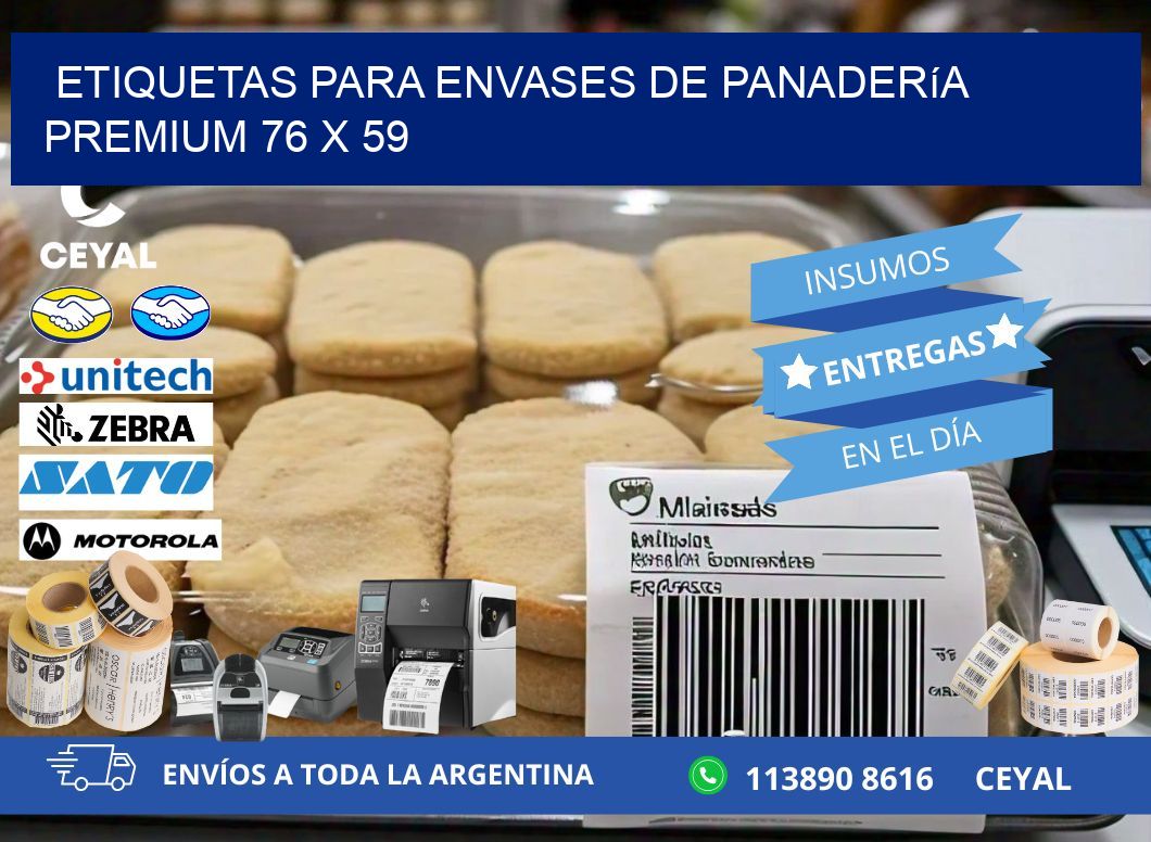 Etiquetas para envases de panadería premium 76 x 59