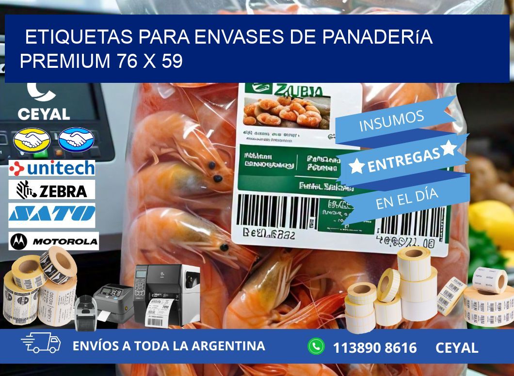 Etiquetas para envases de panadería premium 76 x 59