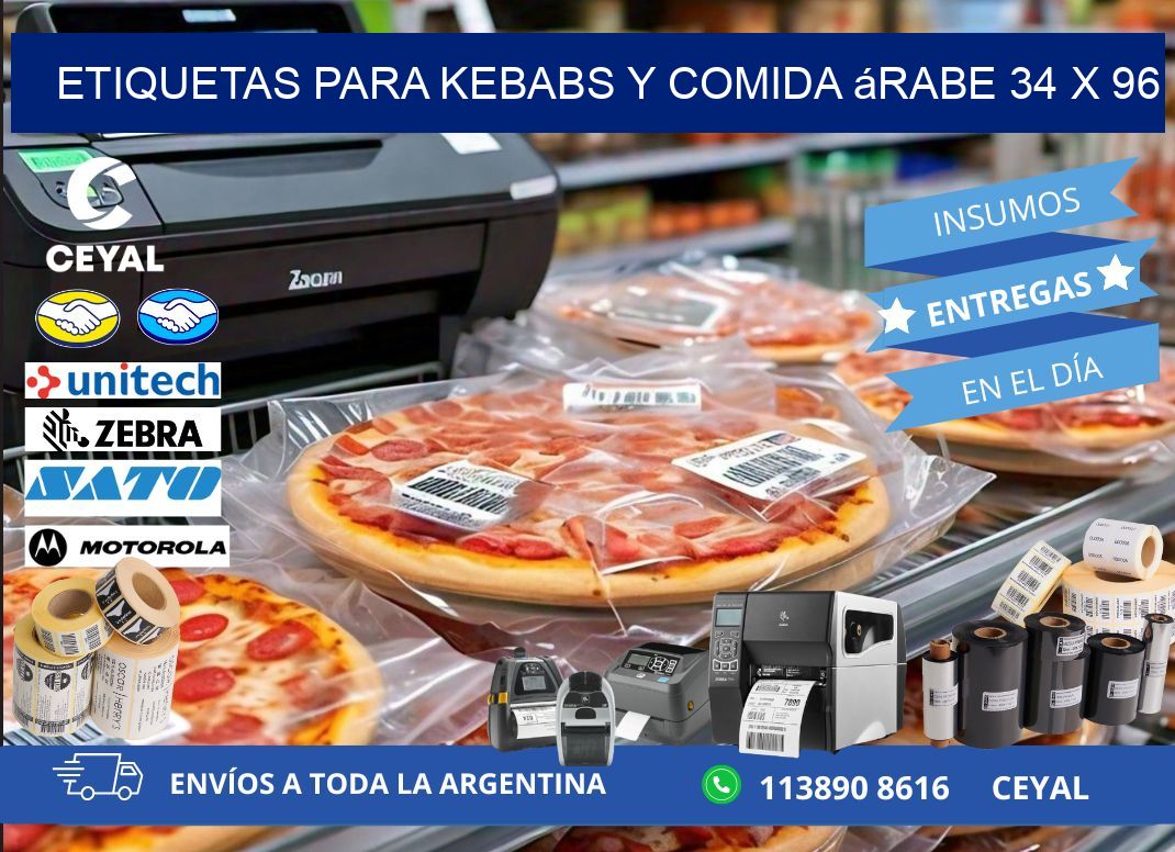 Etiquetas para kebabs y comida árabe 34 x 96