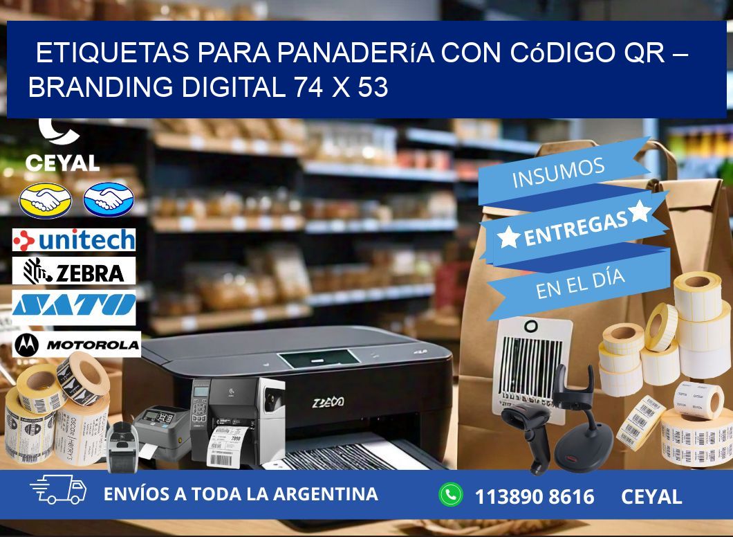 Etiquetas para panadería con código QR – Branding digital 74 x 53