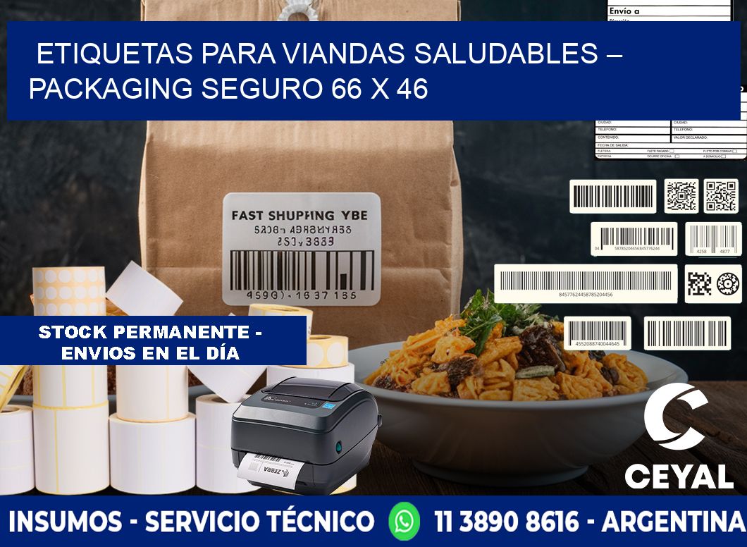 Etiquetas para viandas saludables – Packaging seguro 66 x 46