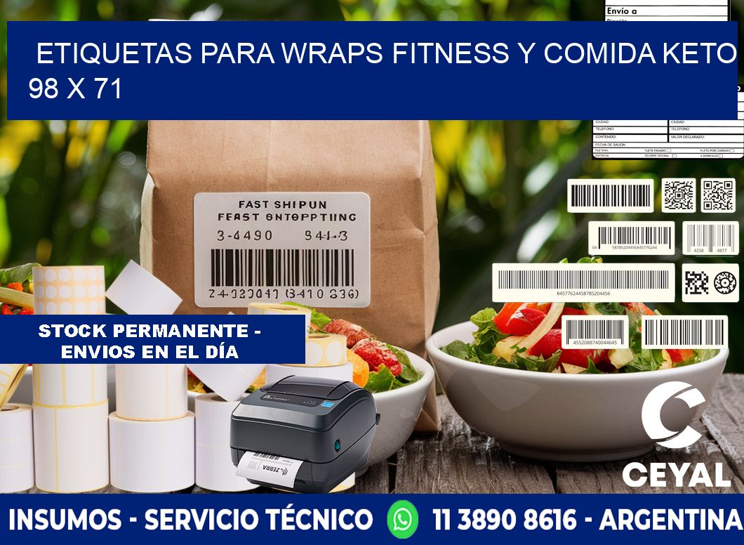 Etiquetas para wraps fitness y comida keto 98 x 71