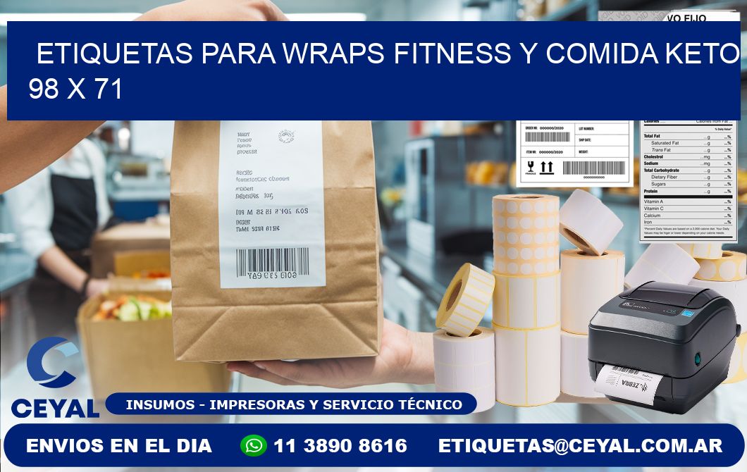 Etiquetas para wraps fitness y comida keto 98 x 71