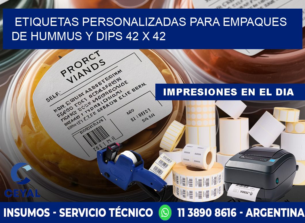 Etiquetas personalizadas para empaques de hummus y dips 42 x 42