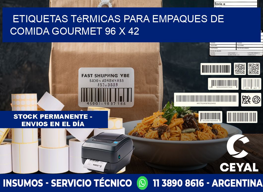 Etiquetas térmicas para empaques de comida gourmet 96 x 42